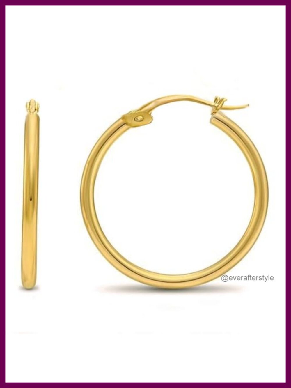 14k Yellow Gold 2mm Classic Shiny Polished Hoop Earrings Women